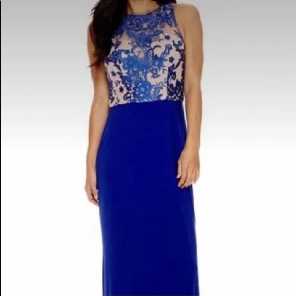 Women’s Stenay Blue Lace Top Sleeveless Mermaid Trumpet Maxi Dress
